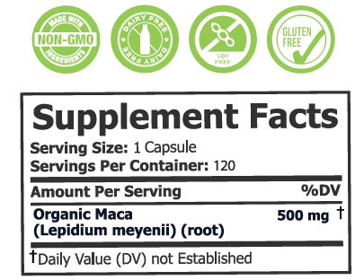 Dear Nature [Organic] Maca 500mg. 120 caps, 2 pack